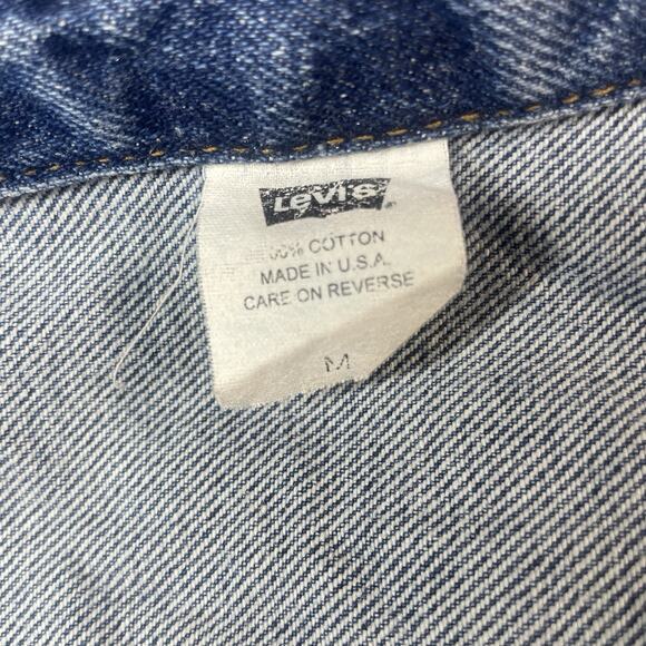 Vintage 90s Levi's Denim Trucker Jacket Mens Size M Made in USA 70507-0389 Retro - Picture 5 of 16